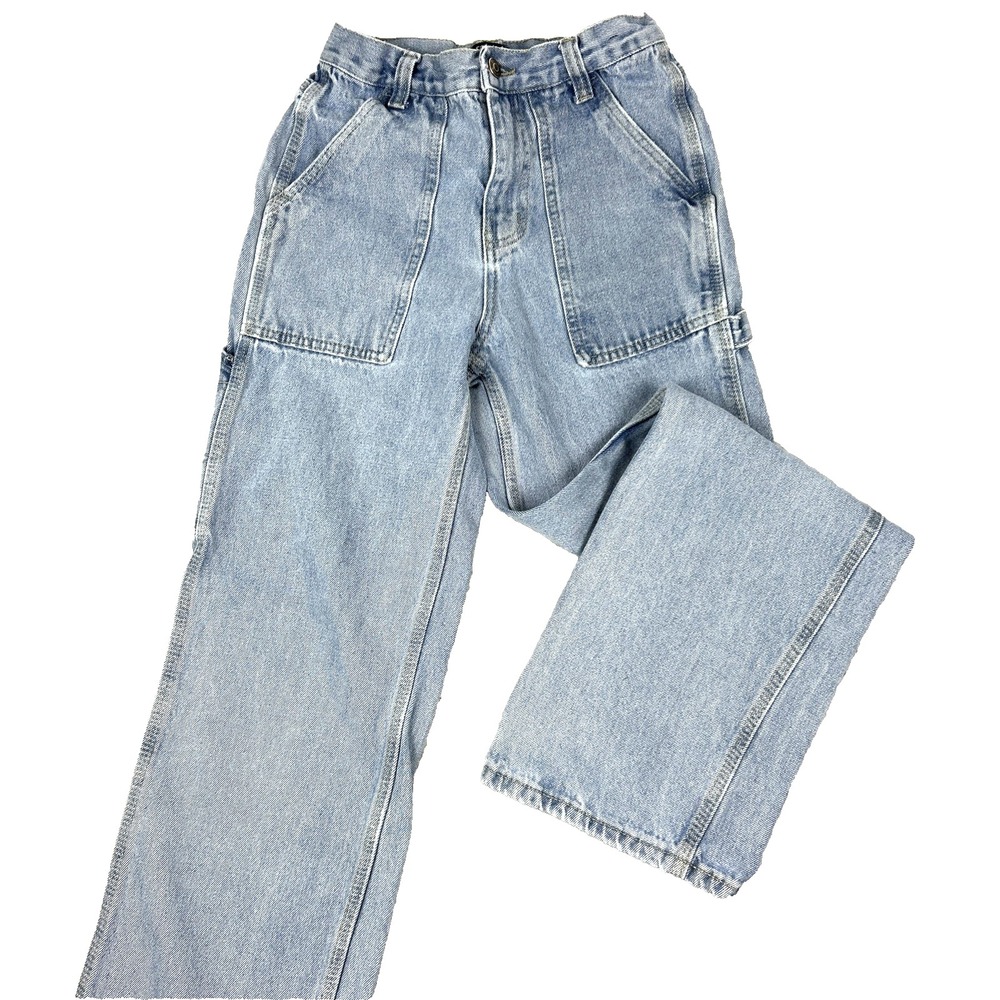 Simple Society Highrise‎ Light Wash Straight Wide Carpenter Jeans Size 0/24